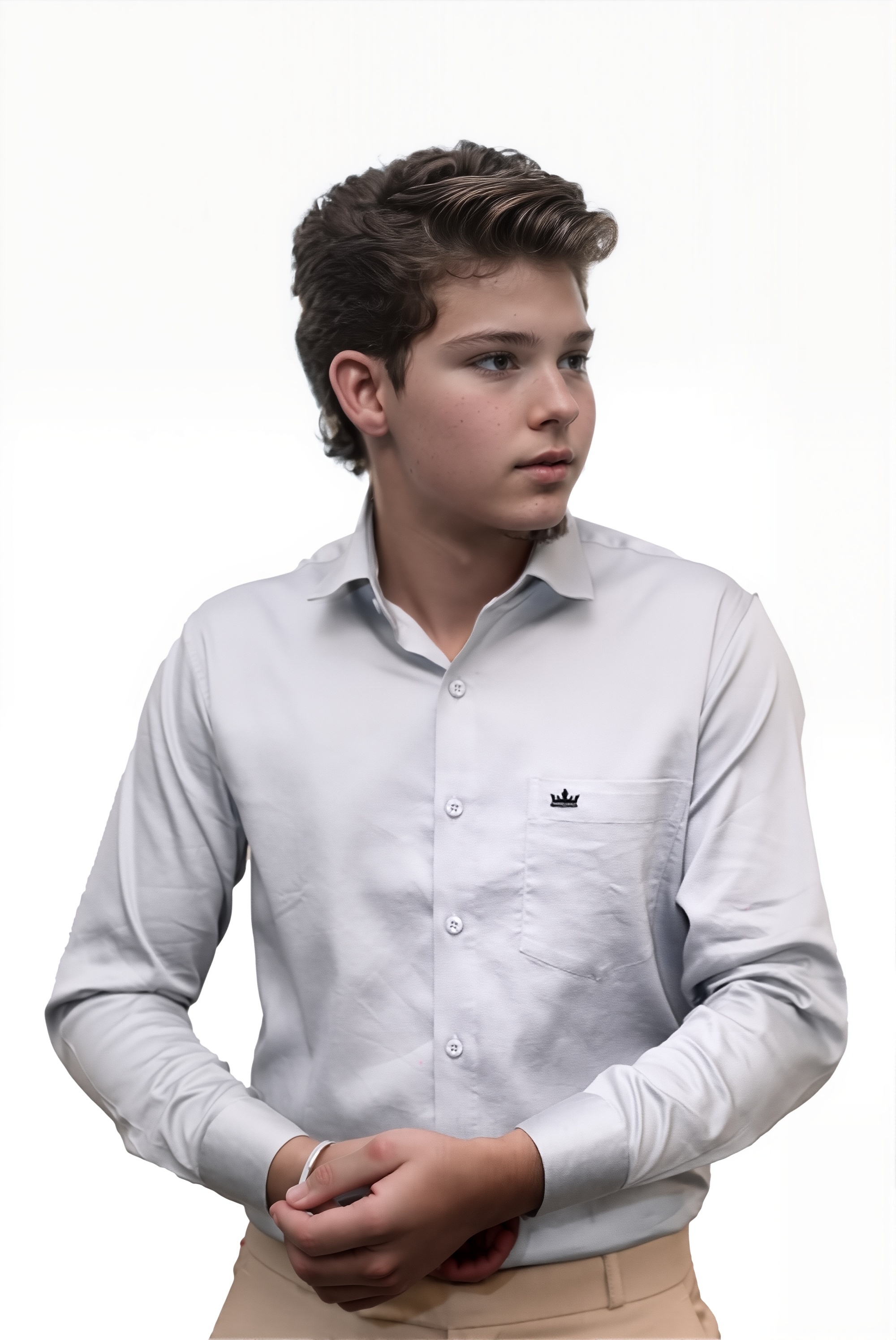 Men’s Grey Colour Cotton-Satin Lycra Shirt – Slim Fit, 2-Way Stretch, Smart & Club Wear