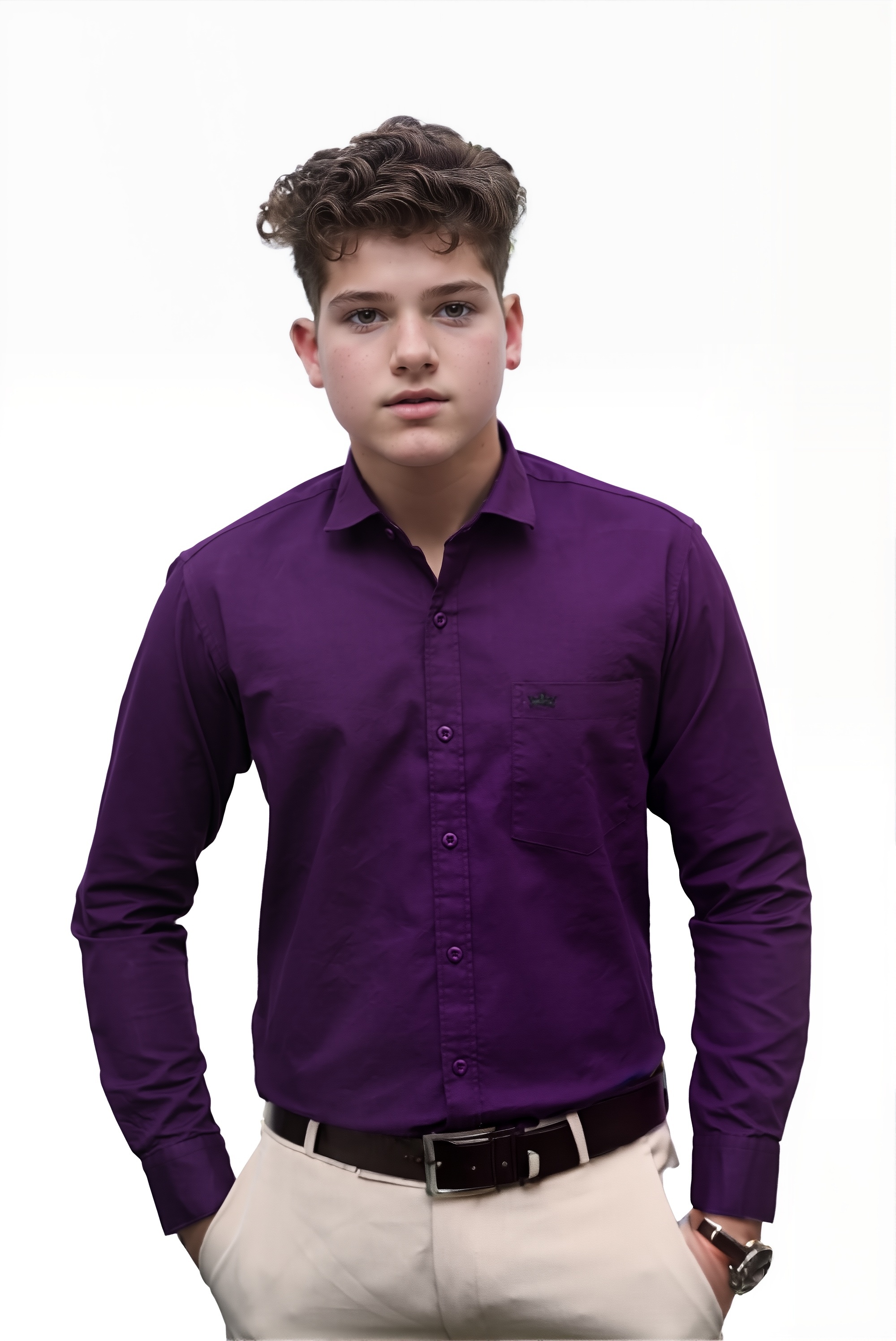 Men’s Purple Colour Oxford Shirt – 100% Cotton, Slim Fit, Smart Everyday Wear