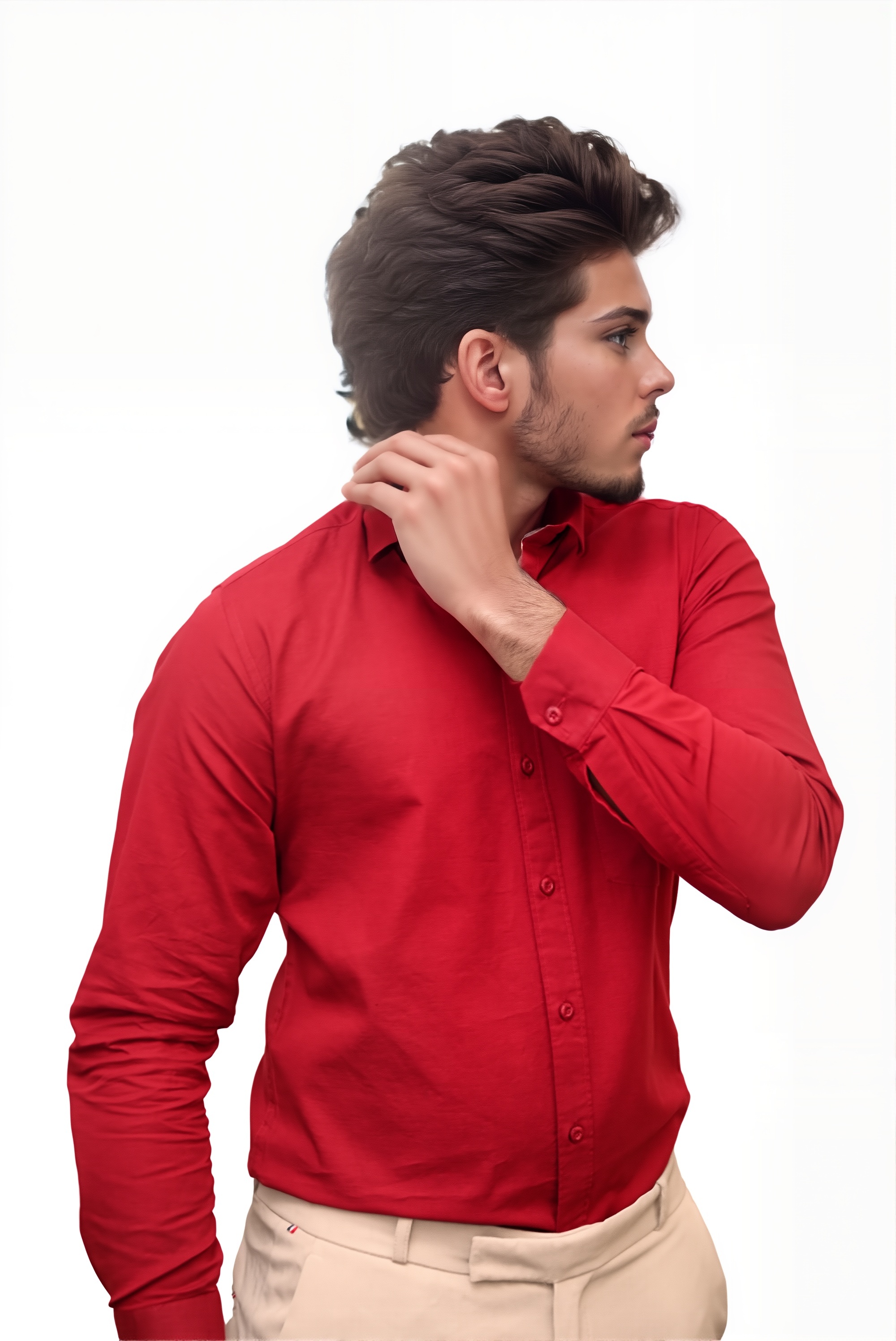 Men’s Maroon Colour Premium Cotton Linen Shirt – Slim Fit, Smart Casual & Club Wear
