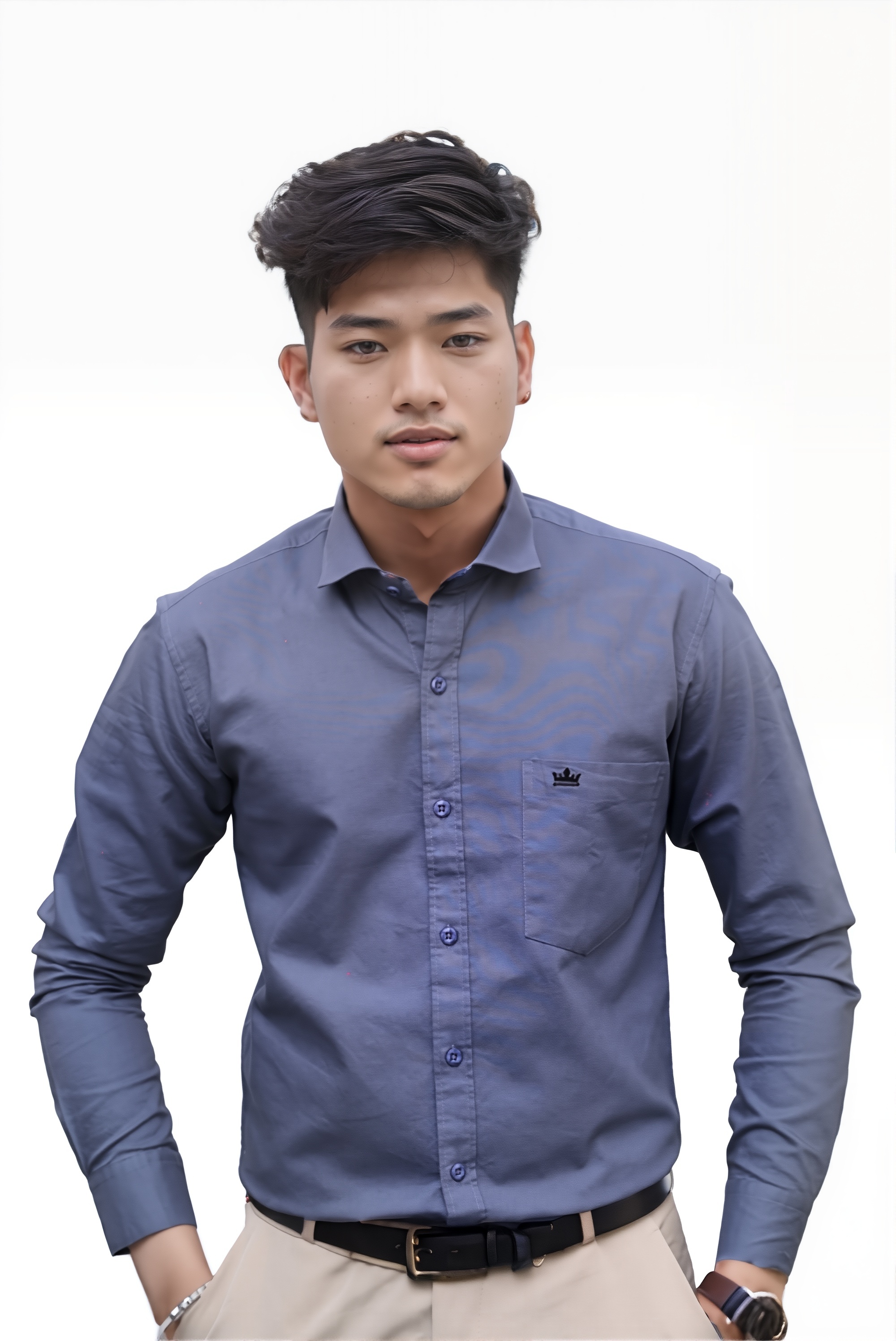 Men’s Dark Grey Colour Oxford Shirt – 100% Cotton, Slim Fit, Smart Everyday Wear
