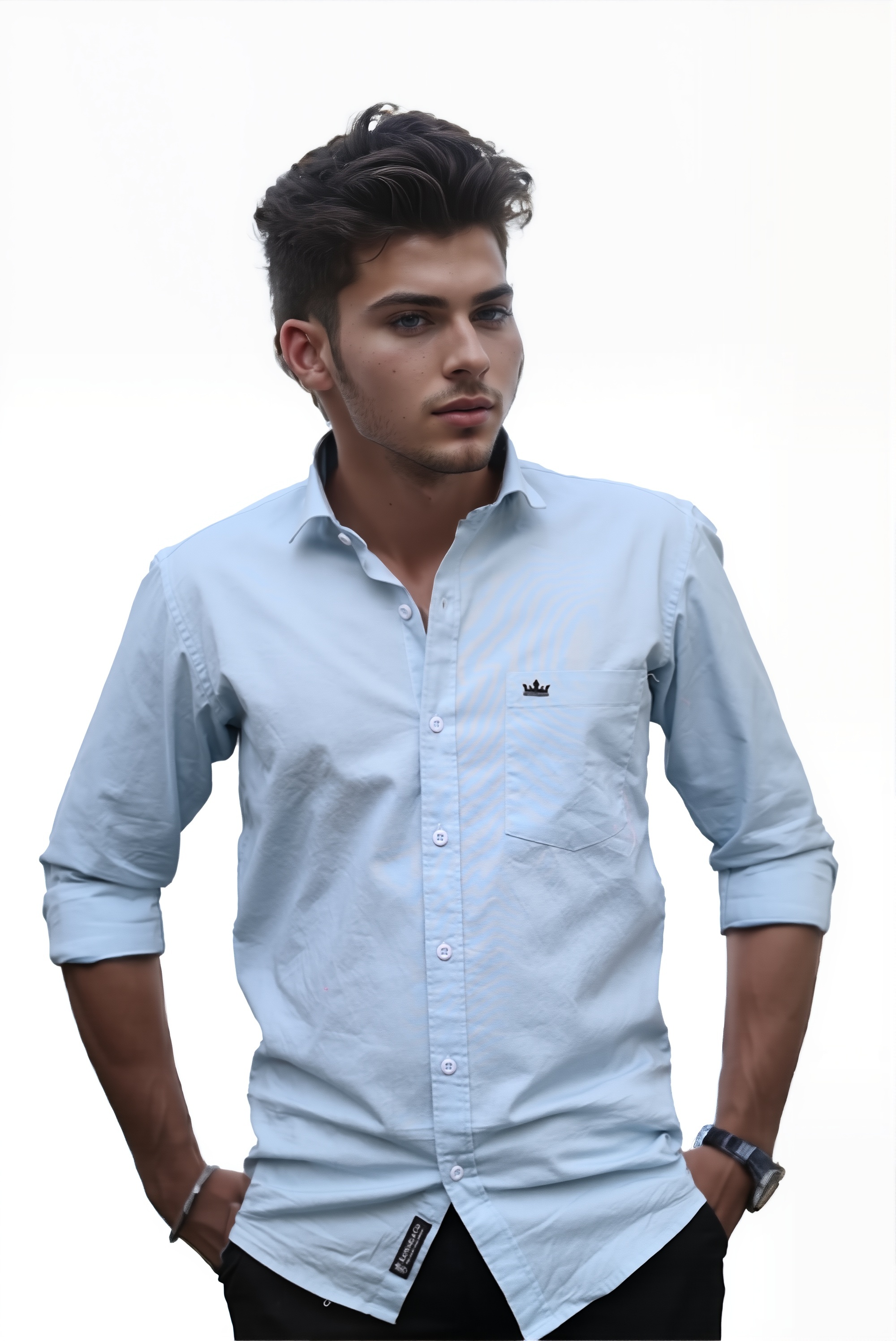 Men’s Blue Colour Oxford Shirt – 100% Cotton, Slim Fit, Smart Everyday Wear