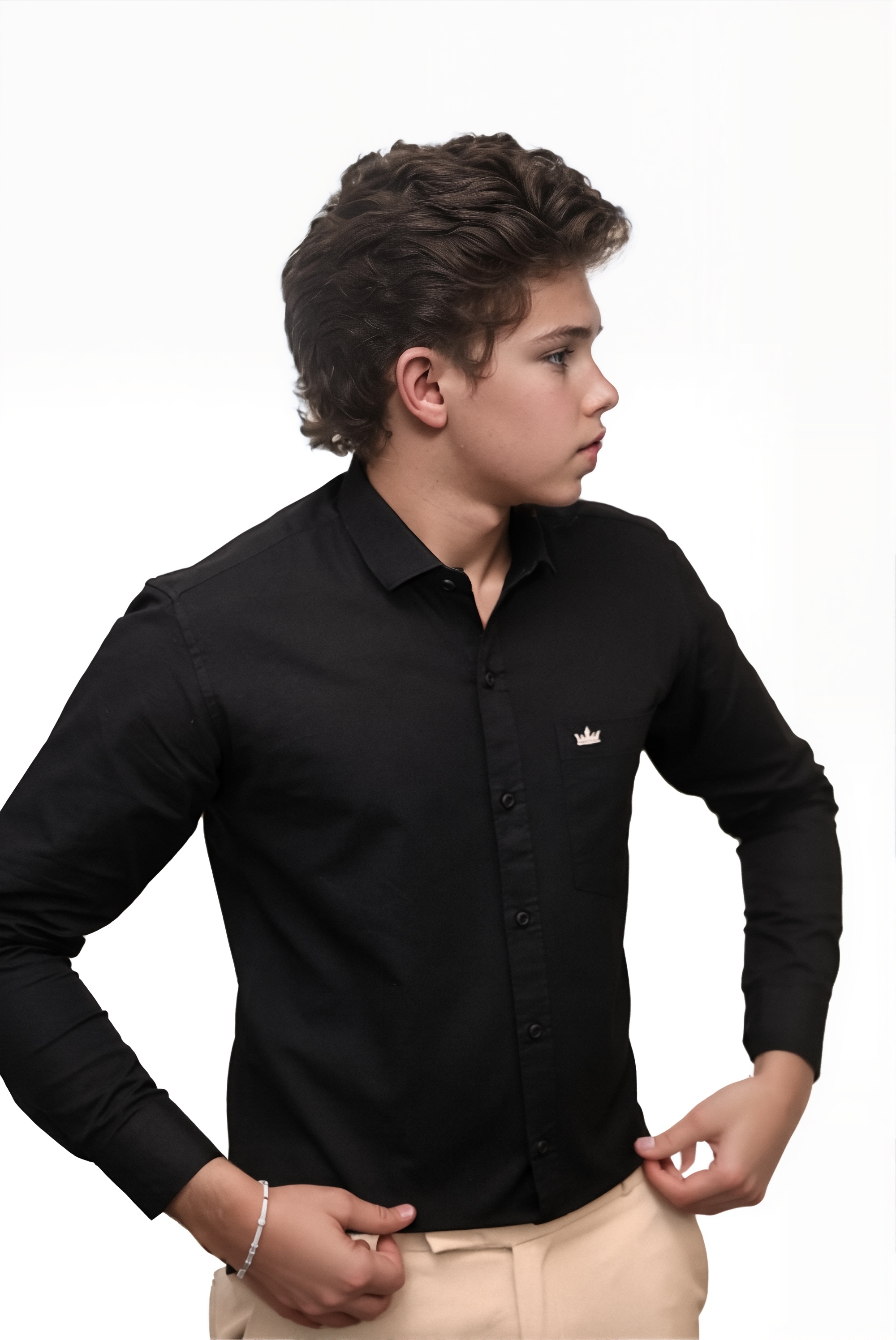 Men’s Black Colour Premium Cotton Linen Shirt – Slim Fit, Smart Casual & Club Wear