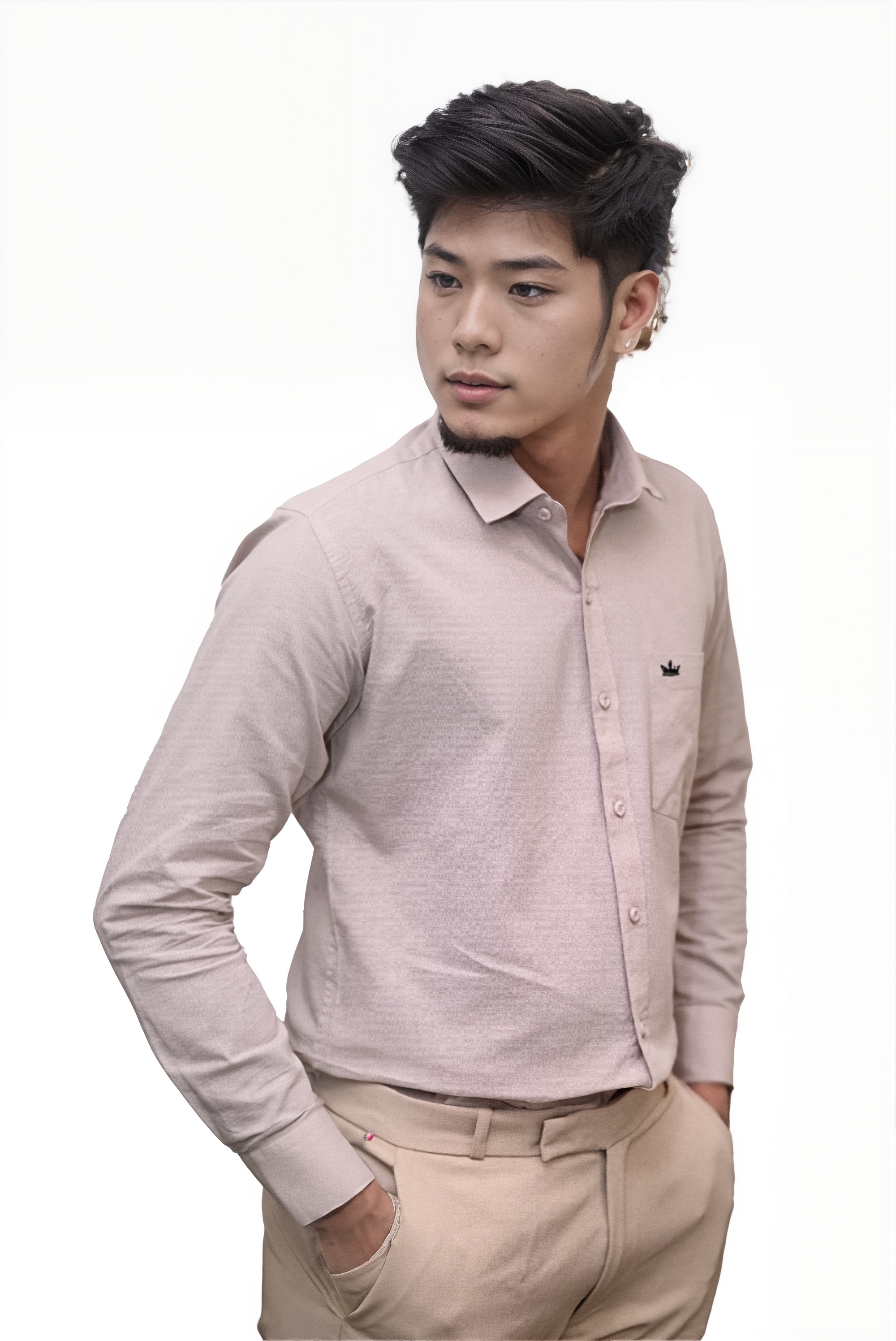 Men’s Dusty Pink Colour Premium Cotton Linen Shirt – Slim Fit, Smart Casual & Club Wear