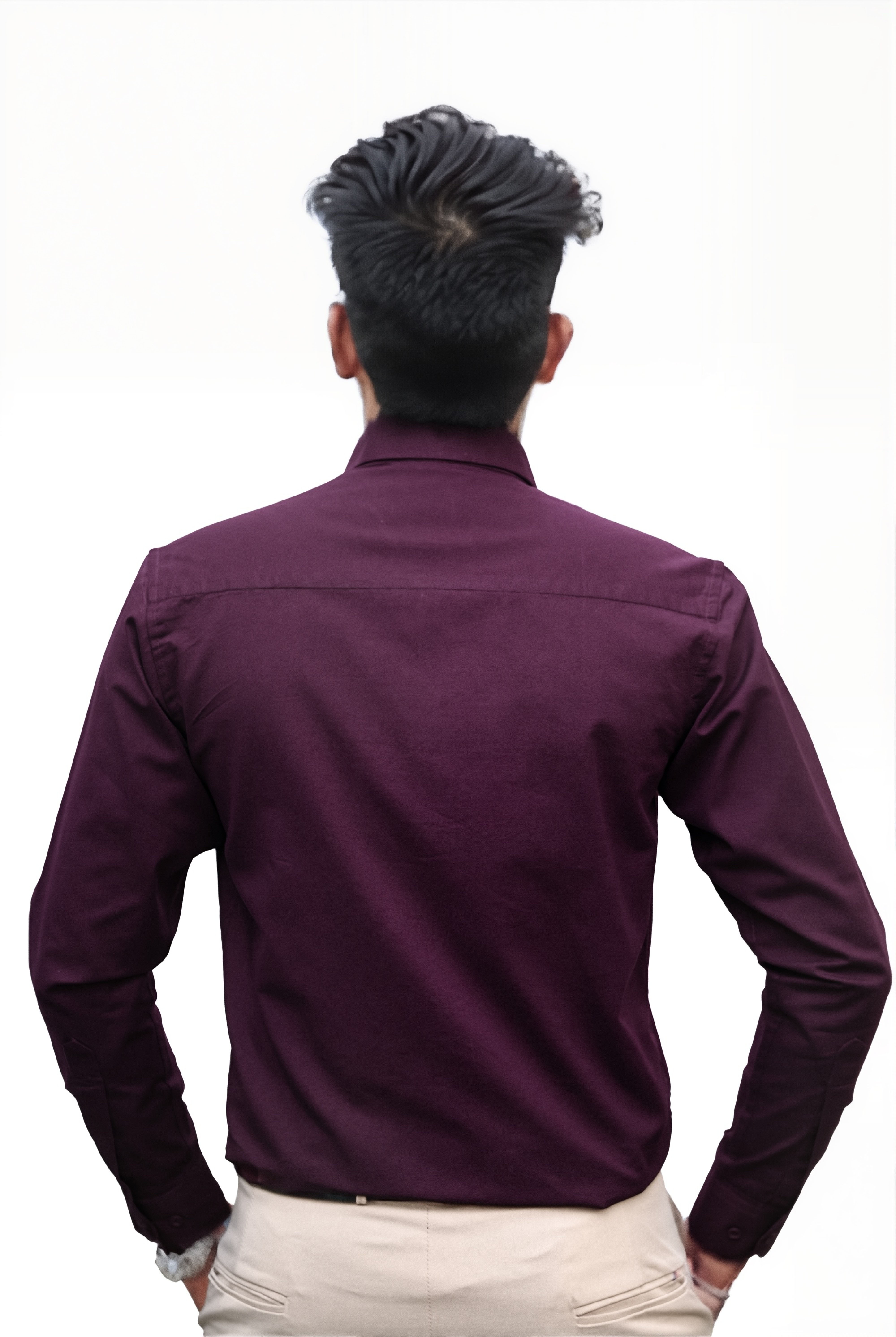 Men’s Burgundy Colour Oxford Shirt – 100% Cotton, Slim Fit, Smart Everyday Wear