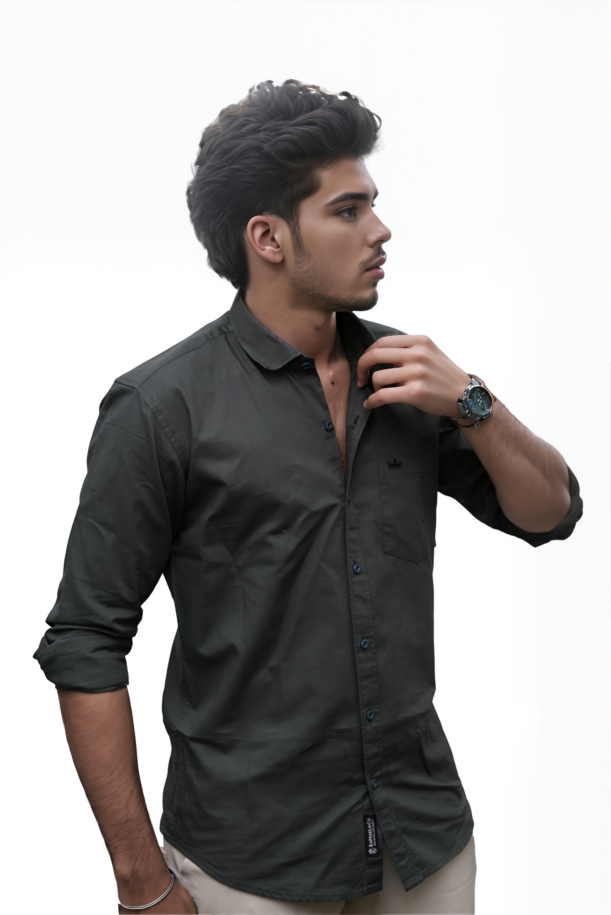 Men’s Dark Green Colour Oxford Shirt – 100% Cotton, Slim Fit, Smart Everyday Wear