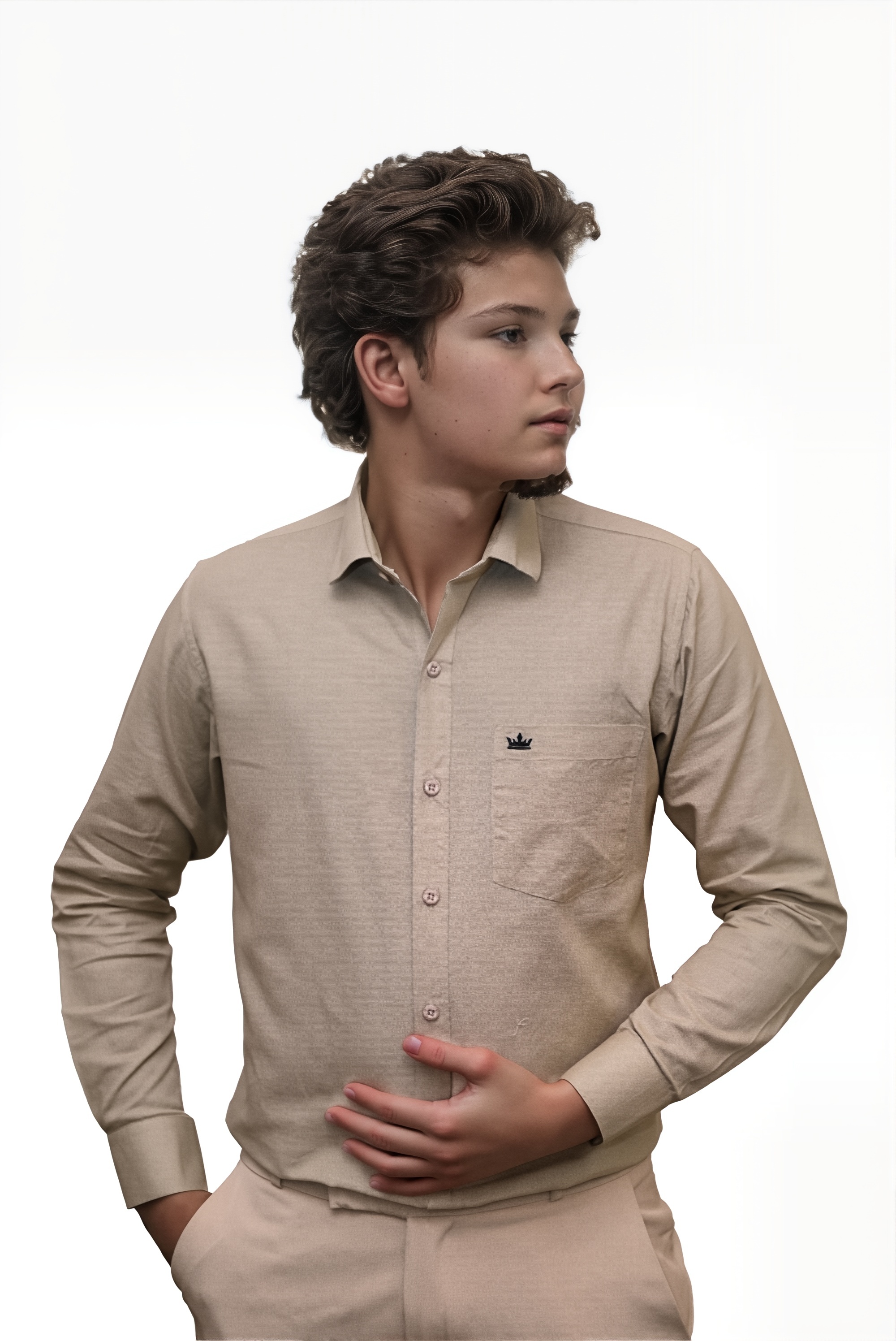 Men’s Brown Colour Premium Cotton Linen Shirt – Slim Fit, Smart Casual & Club Wear