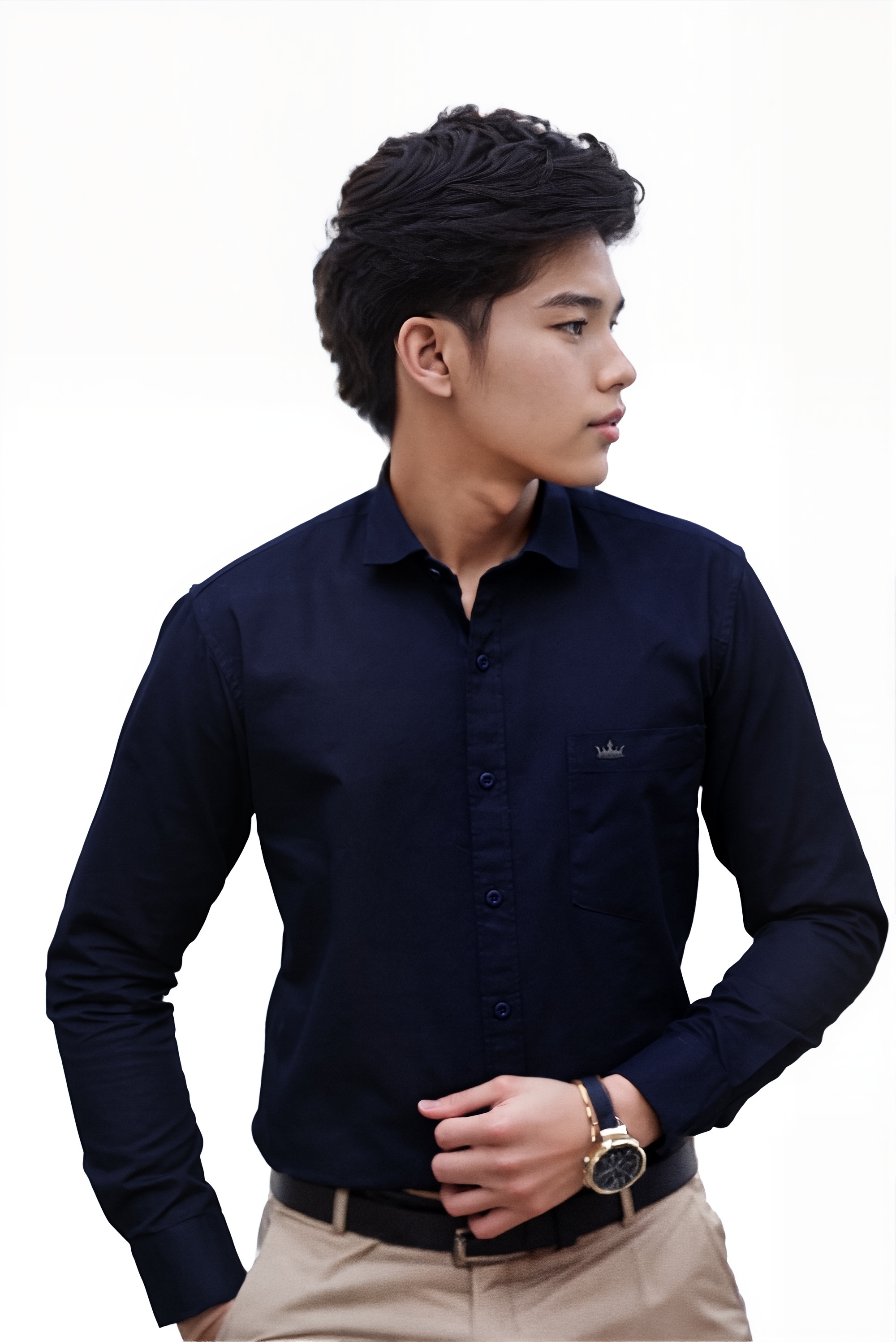 Men’s Navy Blue Colour Oxford Shirt – 100% Cotton, Slim Fit, Smart Everyday Wear