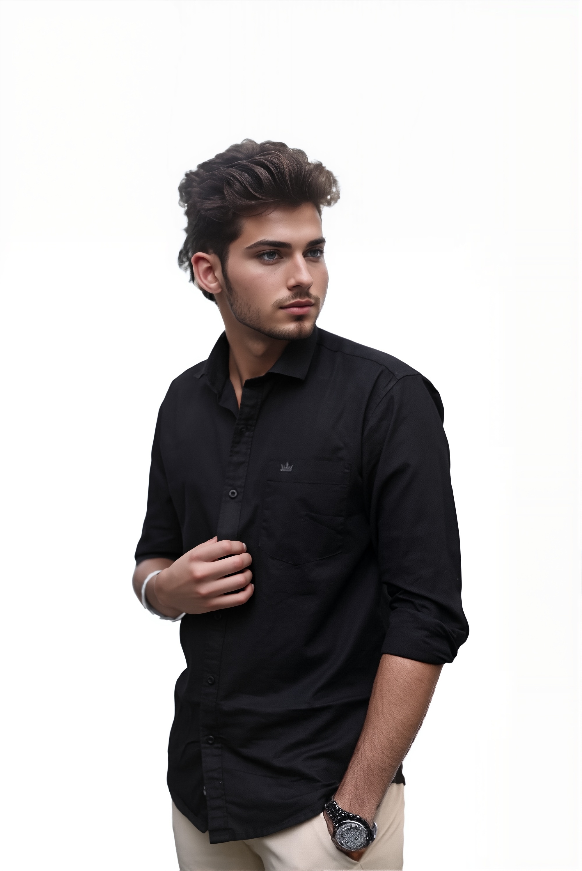 Men’s Black Colour Oxford Shirt – 100% Cotton, Slim Fit, Smart Everyday Wear