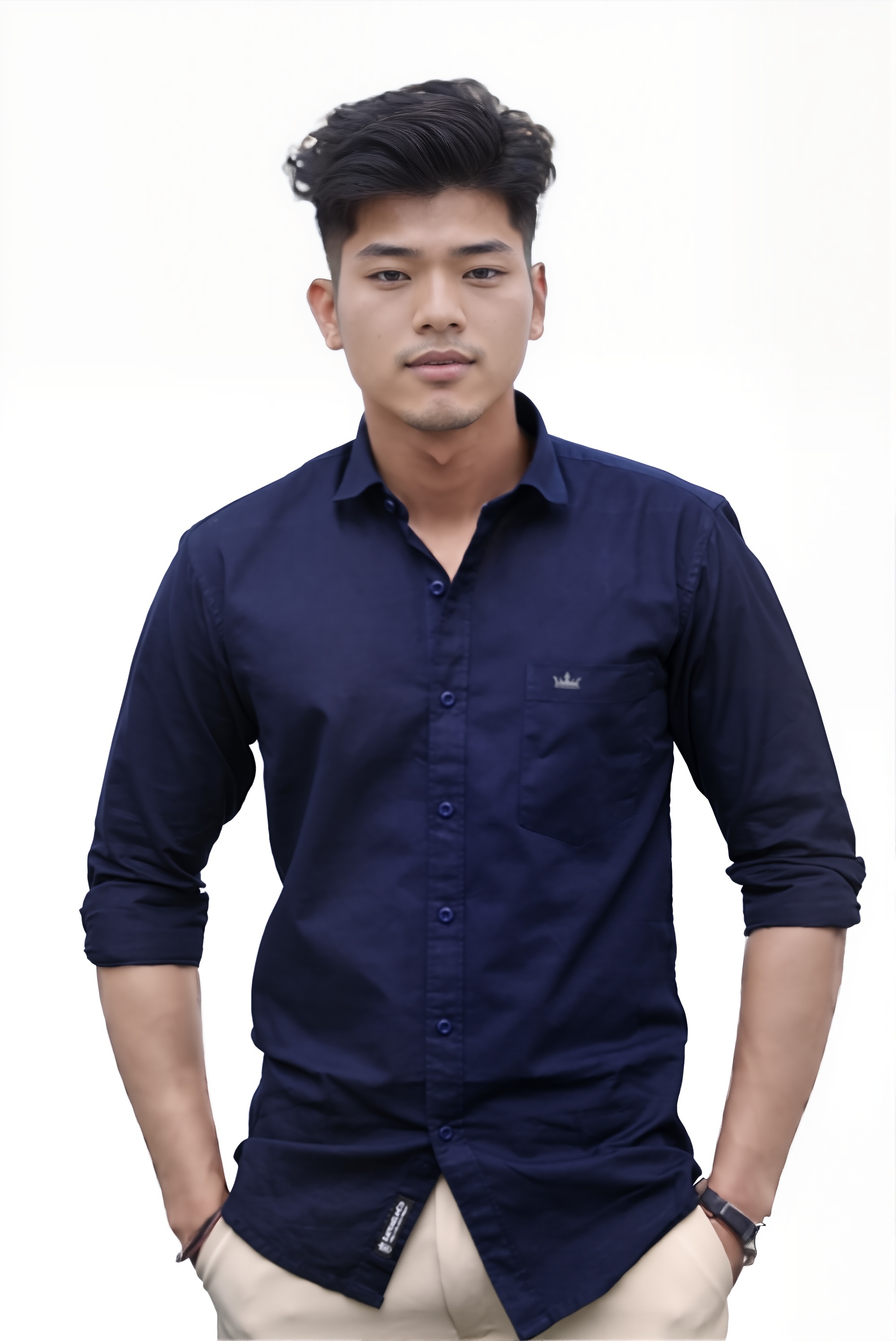 Men’s Navy Blue Colour Oxford Shirt – 100% Cotton, Slim Fit, Smart Everyday Wear