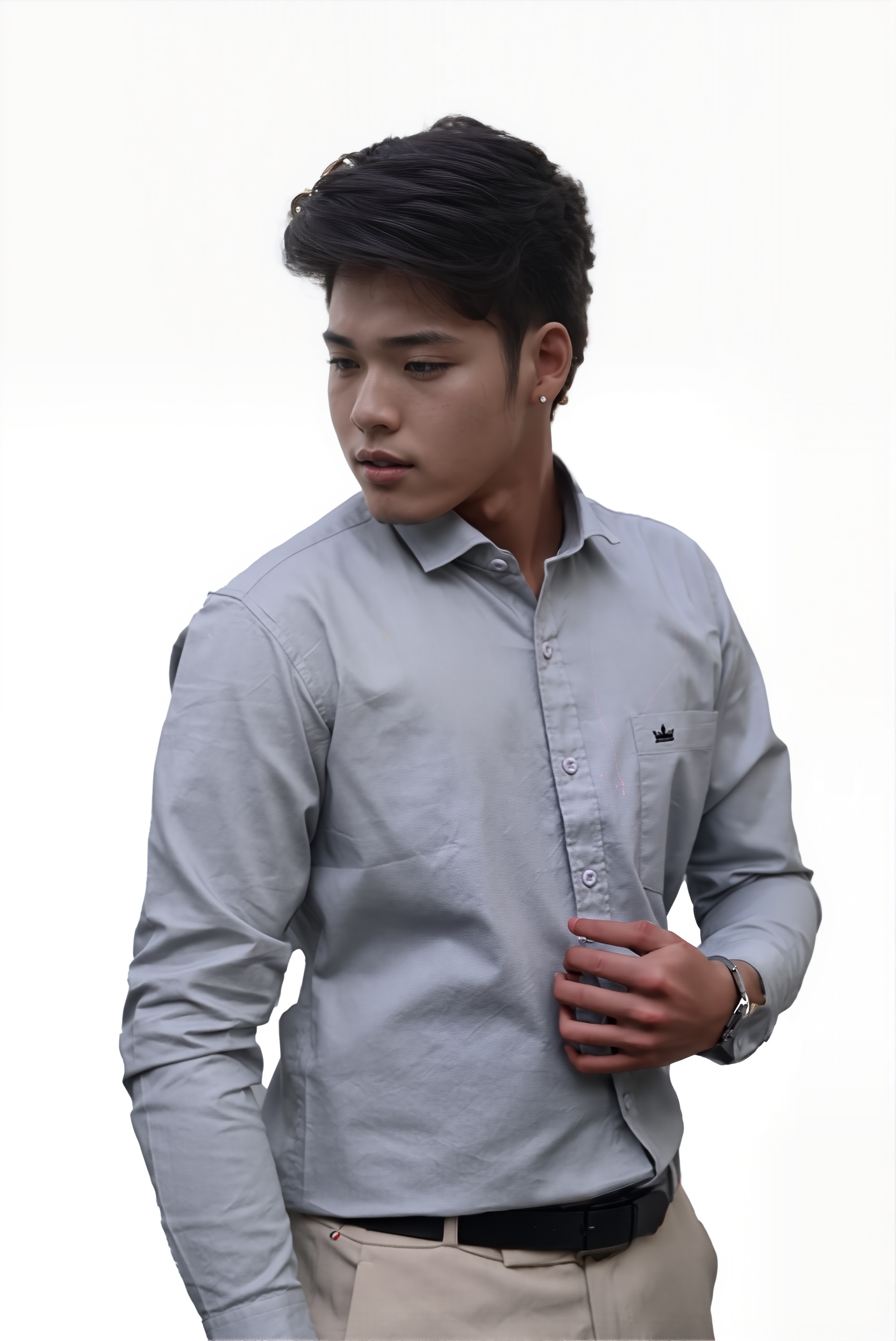 Men’s Grey Colour Oxford Shirt – 100% Cotton, Slim Fit, Smart Everyday Wear