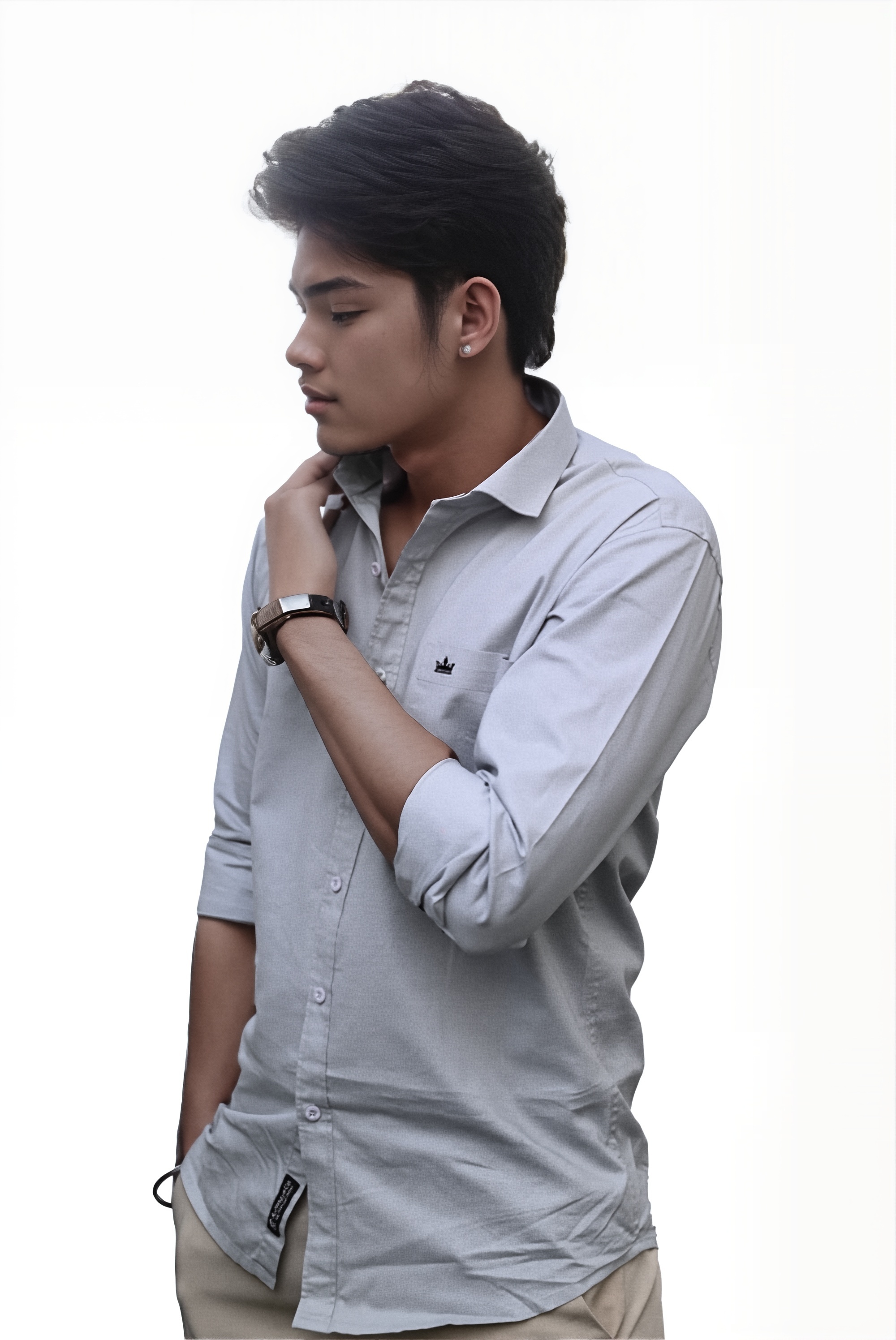 Men’s Grey Colour Oxford Shirt – 100% Cotton, Slim Fit, Smart Everyday Wear