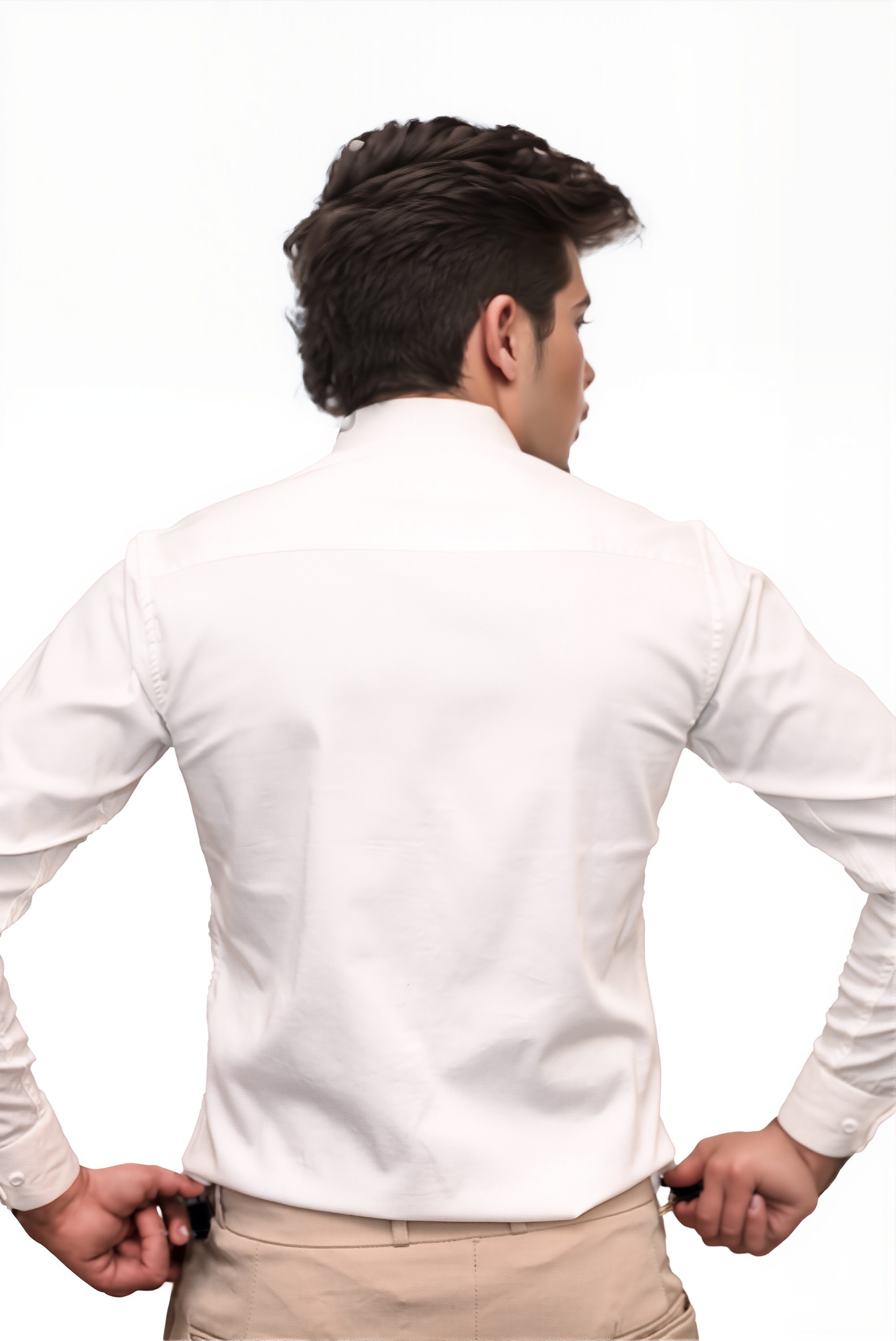 Men’s White Colour Cotton-Satin Lycra Shirt – Slim Fit, 2-Way Stretch, Smart & Club Wear