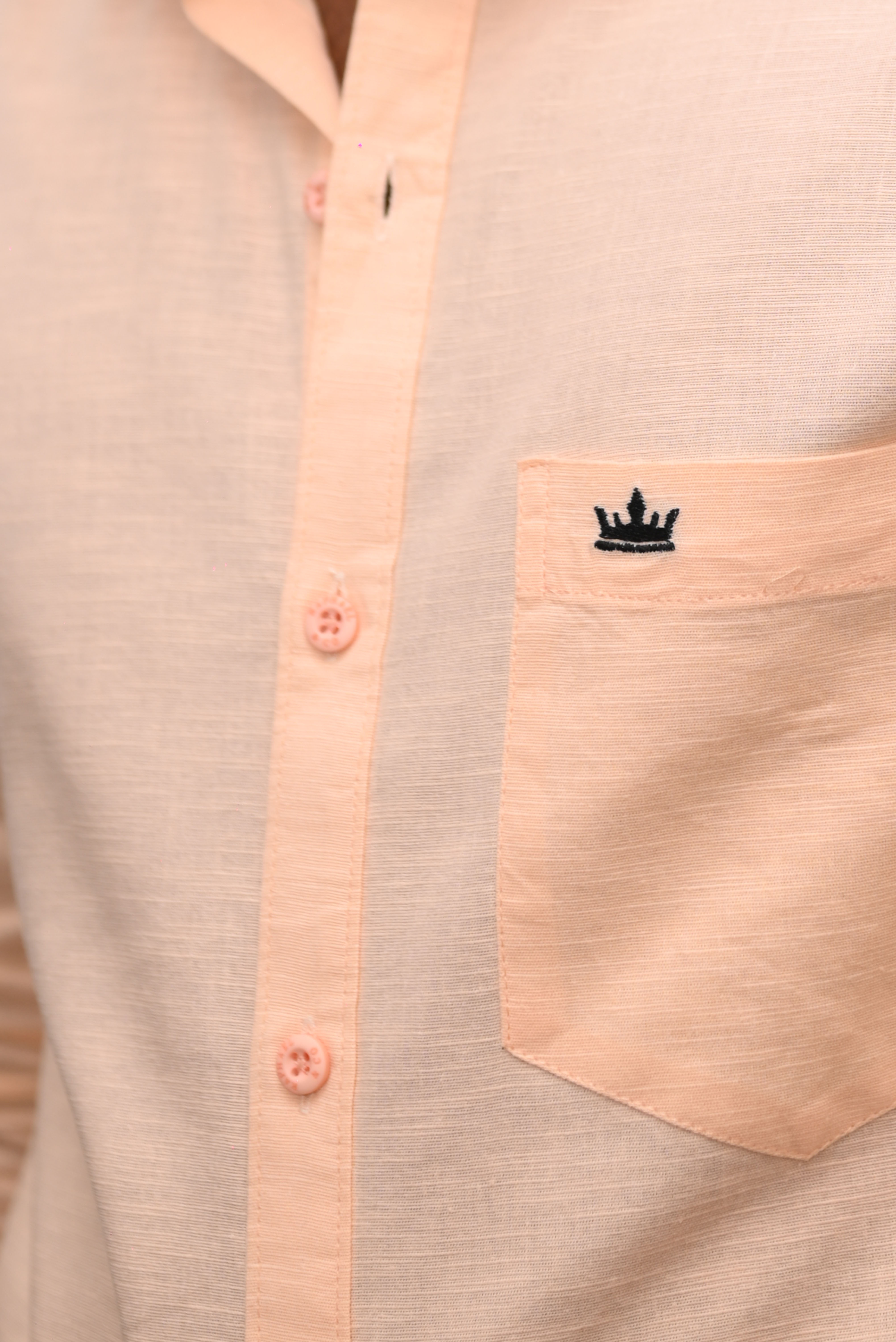 Men’s Peach Colour Premium Cotton Linen Shirt – Slim Fit, Smart Casual & Club Wear