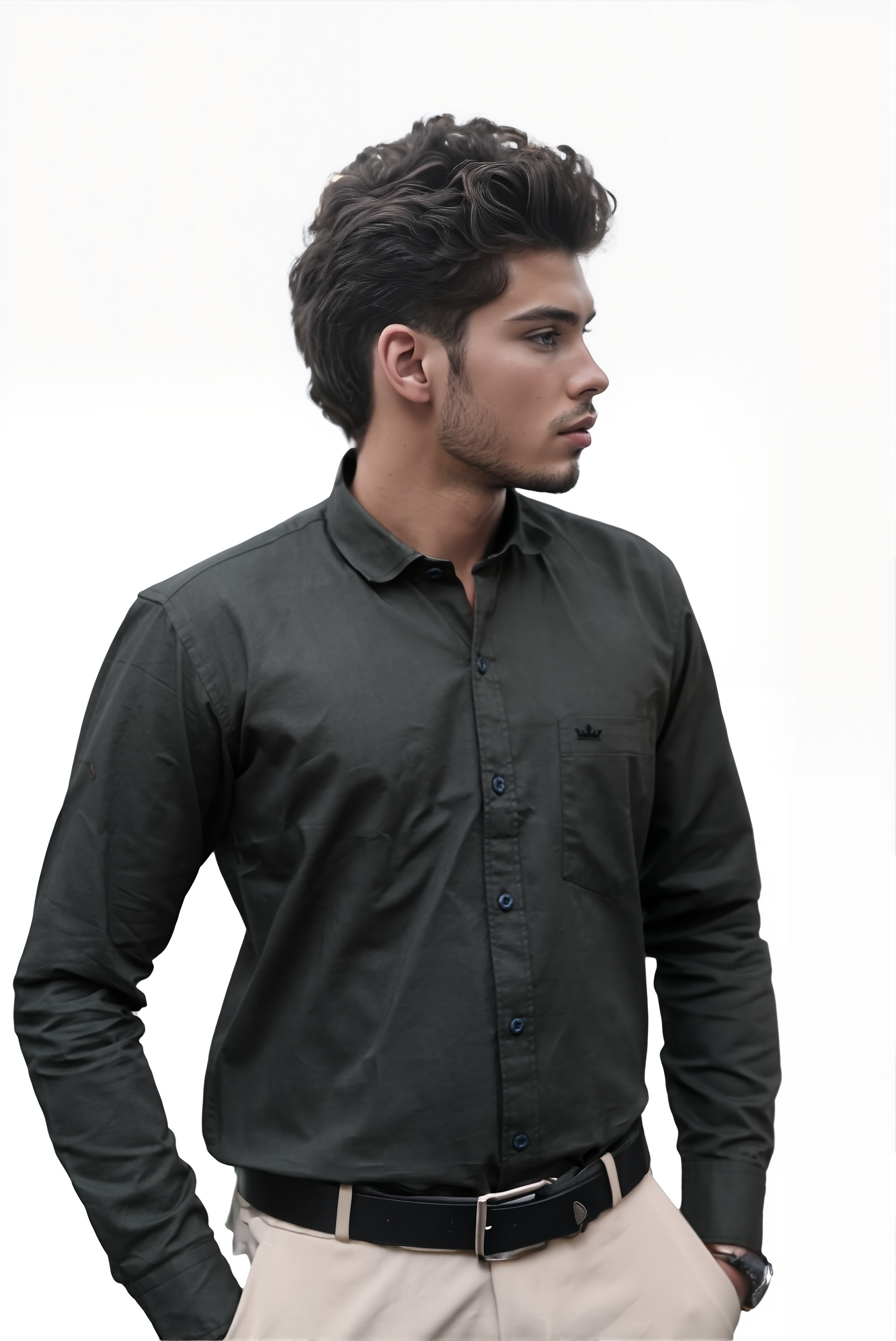 Men’s Dark Green Colour Oxford Shirt – 100% Cotton, Slim Fit, Smart Everyday Wear