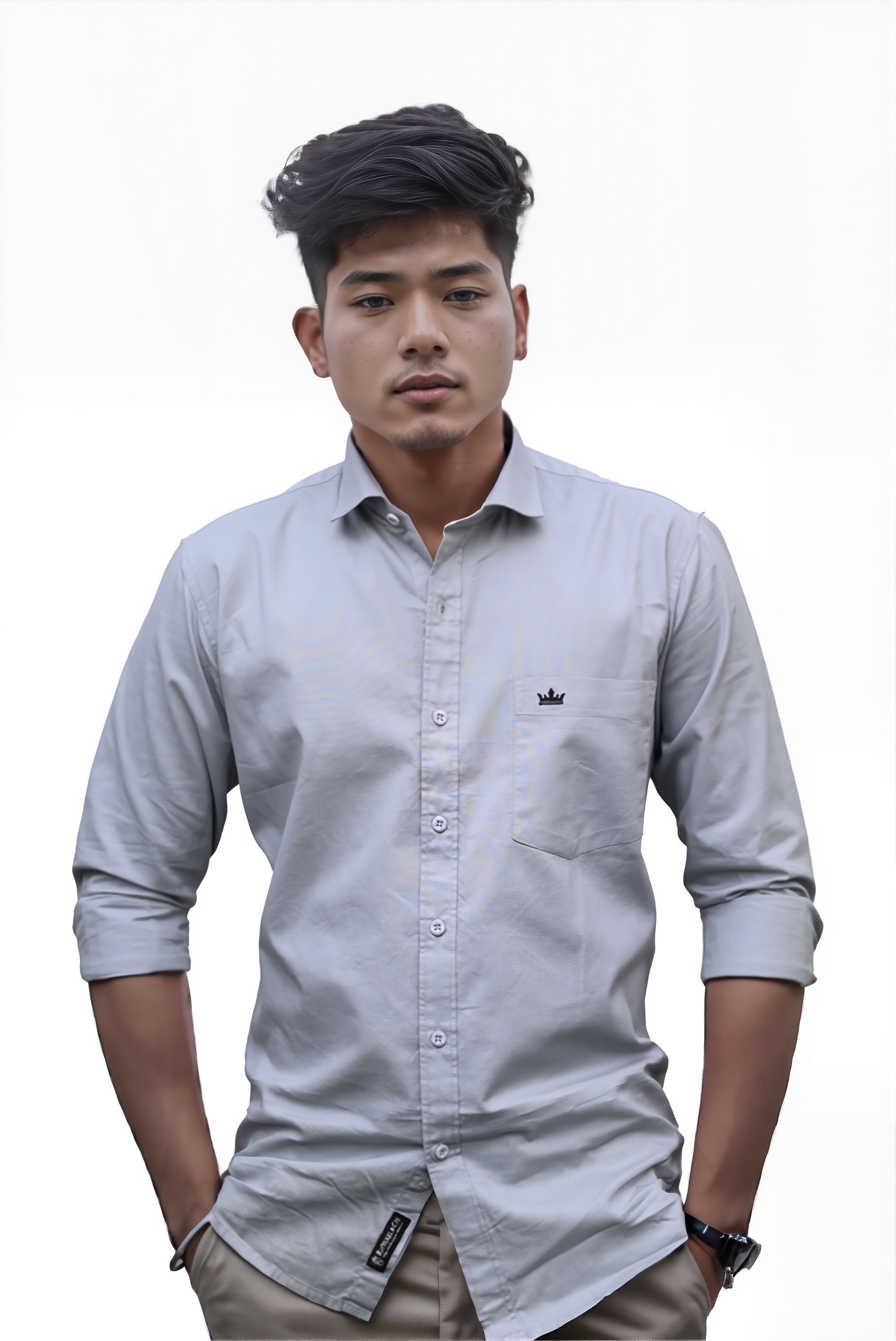Men’s Grey Colour Oxford Shirt – 100% Cotton, Slim Fit, Smart Everyday Wear