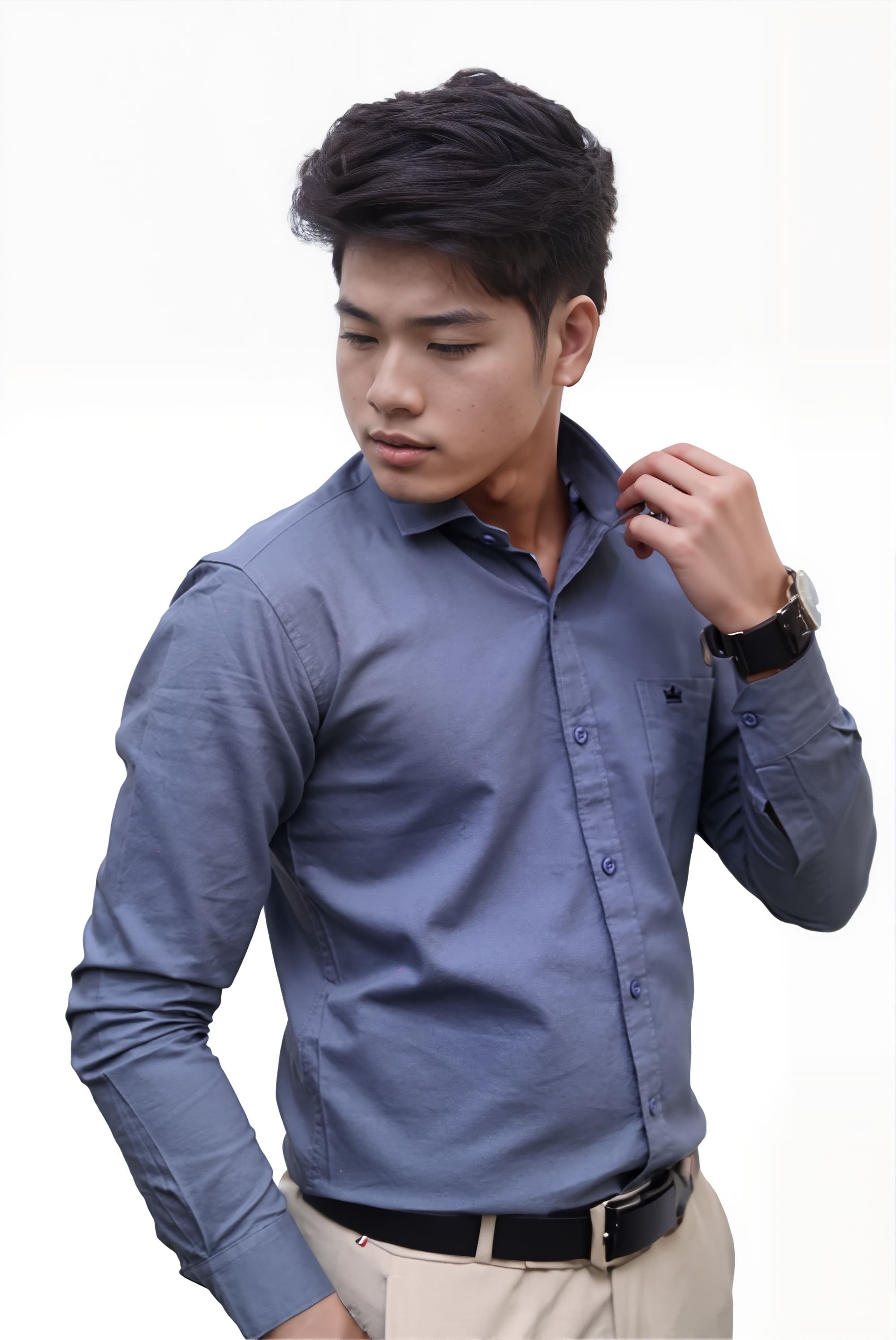 Men’s Dark Grey Colour Oxford Shirt – 100% Cotton, Slim Fit, Smart Everyday Wear
