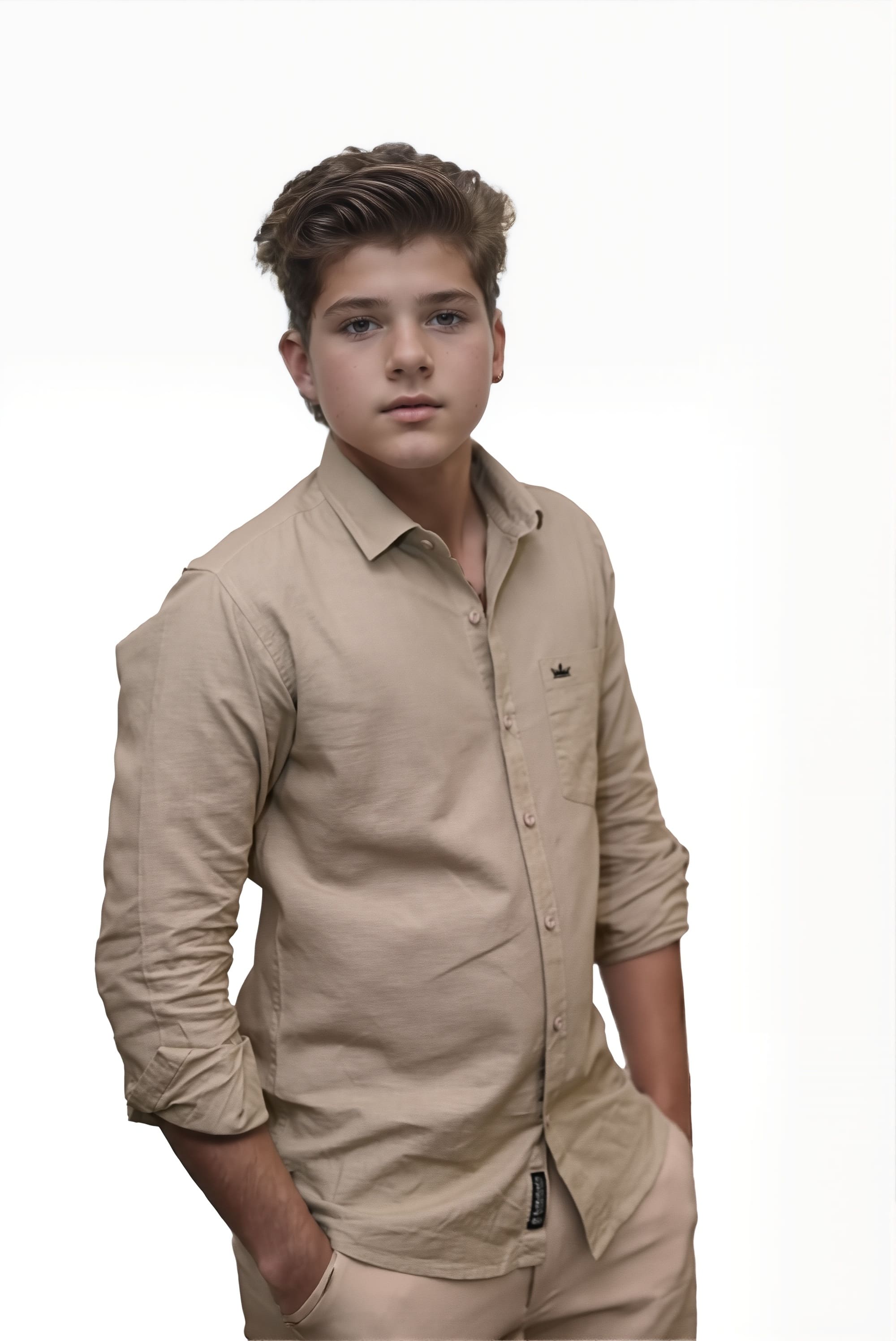 Men’s Brown Colour Premium Cotton Linen Shirt – Slim Fit, Smart Casual & Club Wear