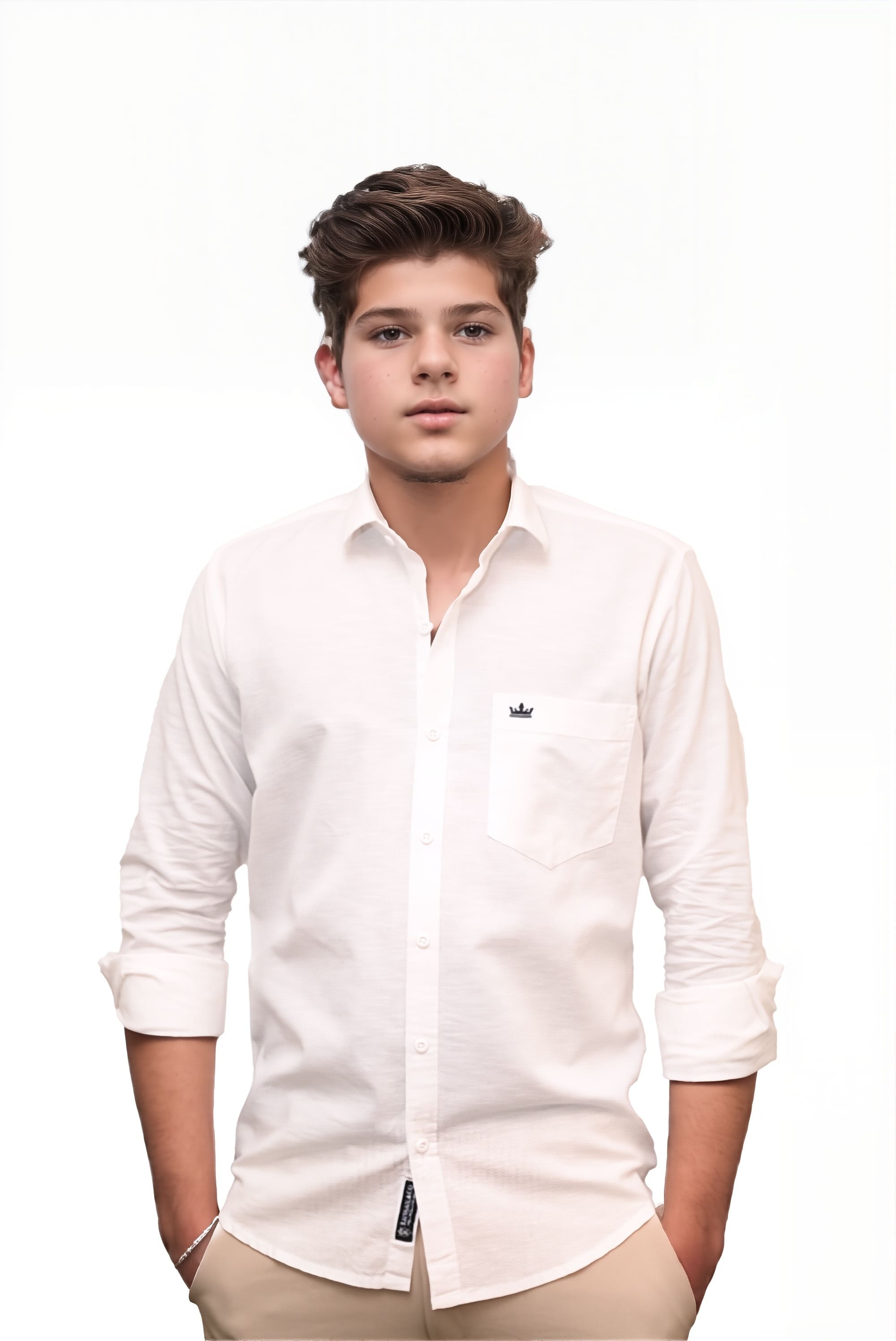 Men’s White Colour Premium Cotton Linen Shirt – Slim Fit, Smart Casual & Club Wear
