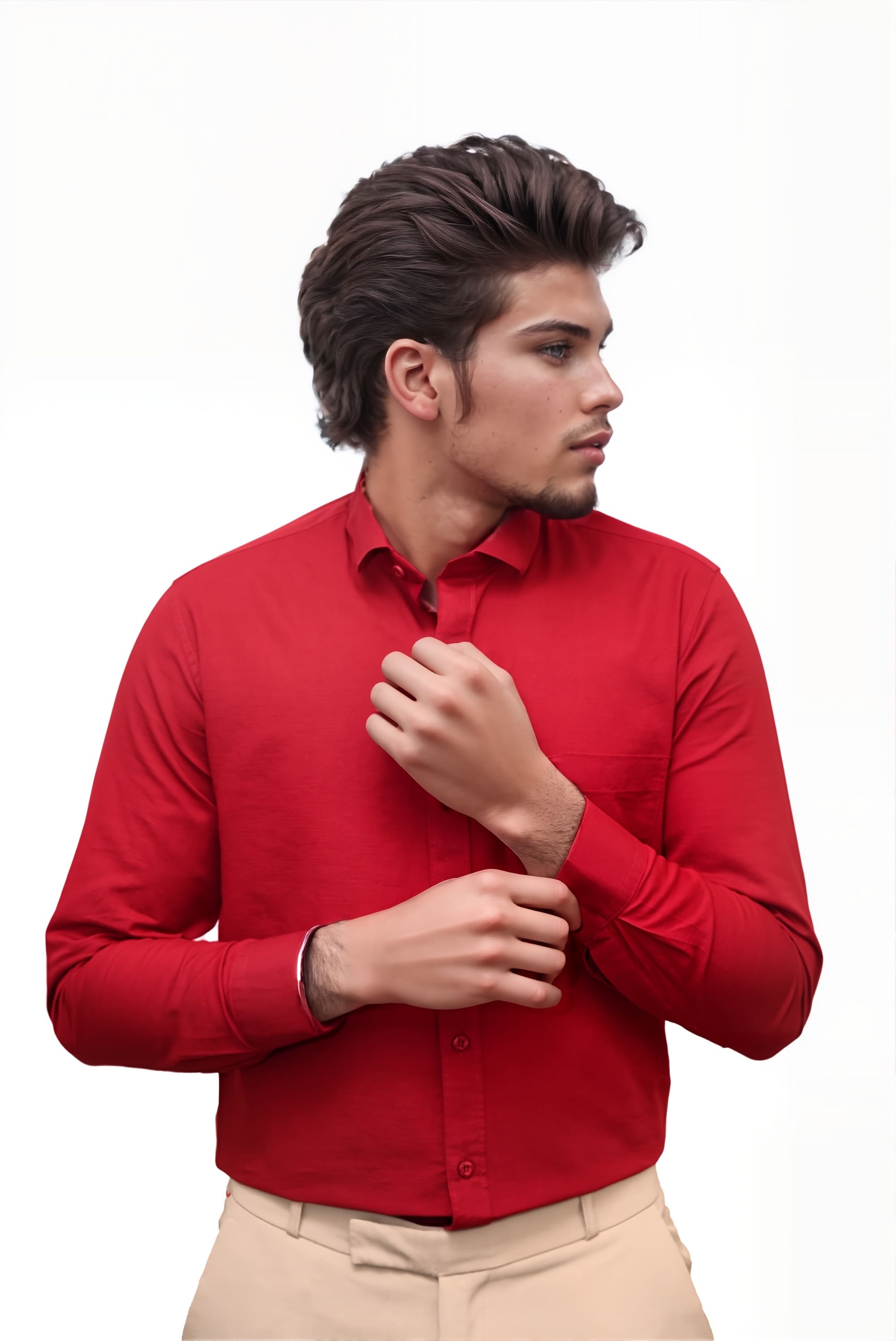 Men’s Maroon Colour Premium Cotton Linen Shirt – Slim Fit, Smart Casual & Club Wear