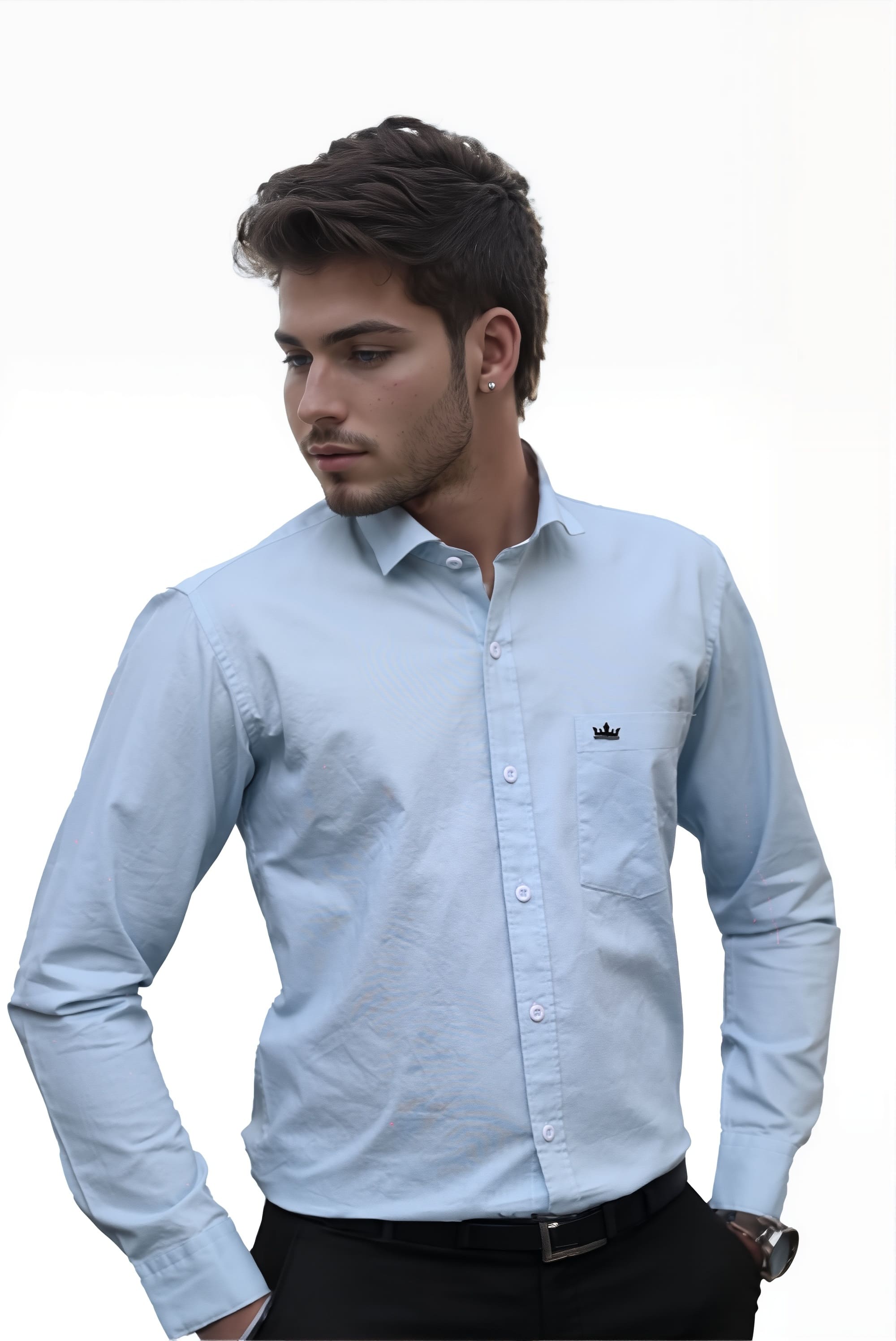 Men’s Blue Colour Oxford Shirt – 100% Cotton, Slim Fit, Smart Everyday Wear